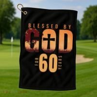 Blessed By God For 60 Years 60th Birthday Religious Theme Golf Towel thumb 1