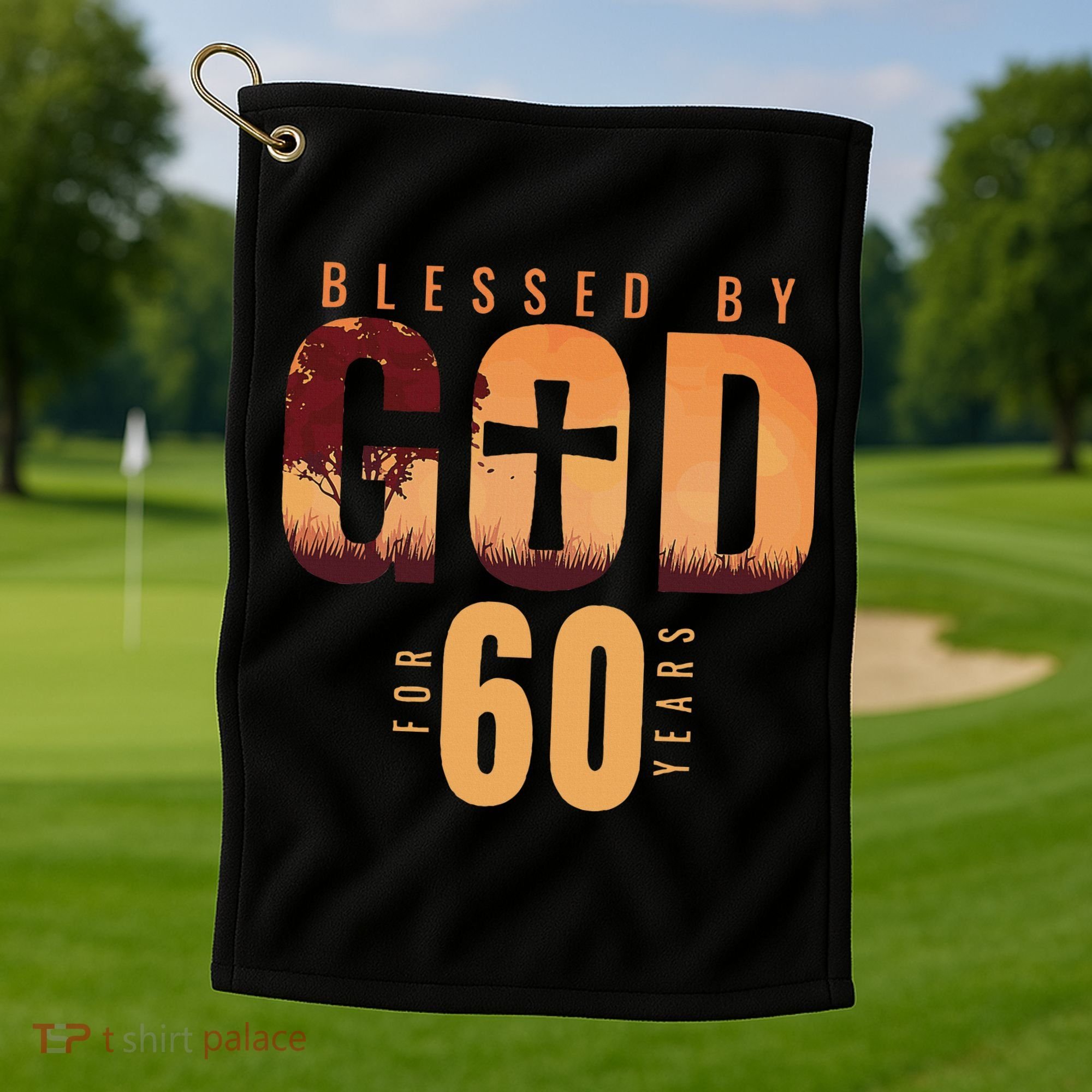 Blessed By God For 60 Years 60th Birthday Religious Theme Golf Towel