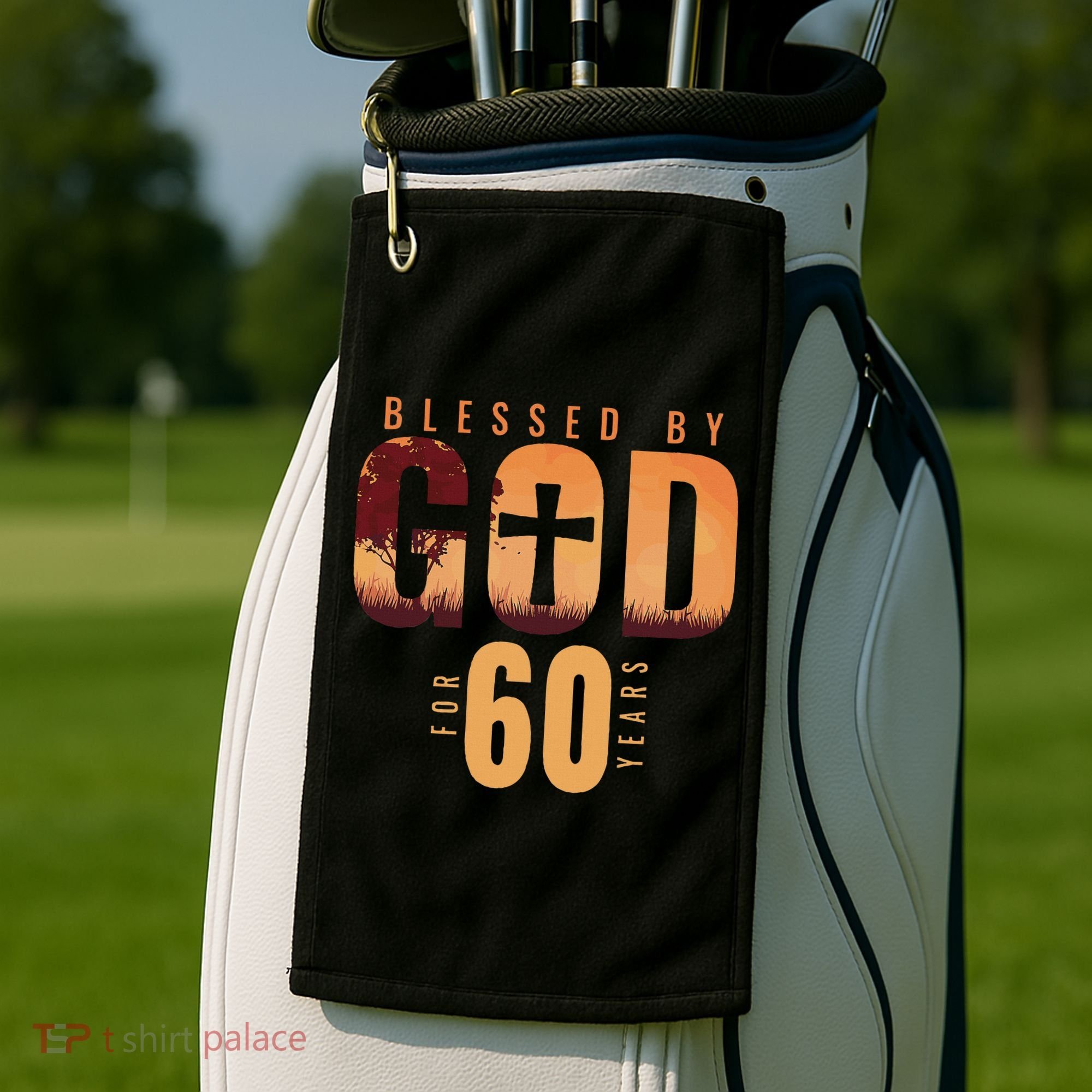 Blessed By God For 60 Years 60th Birthday Religious Theme Golf Towel