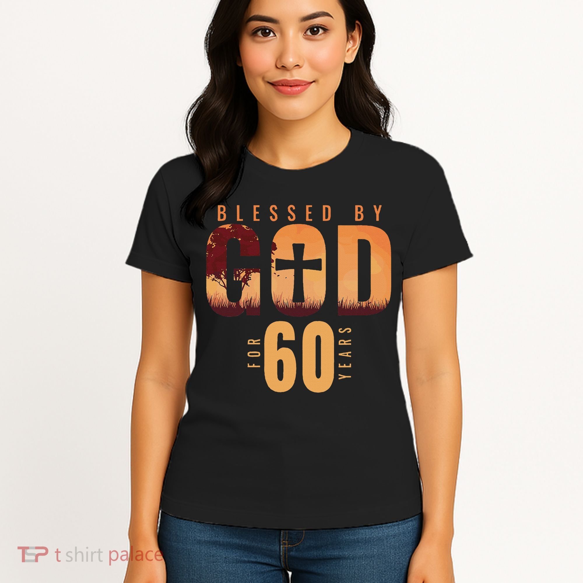 Blessed By God For 60 Years 60th Birthday Religious Theme Women's T-Shirt