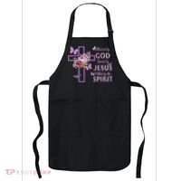 Blessed By God Saved By Jesus Purple Floral Cross Christian Apron thumb 0