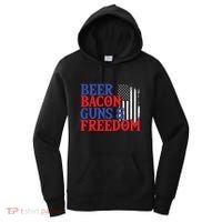 Beer Bacon Gun Freedom American Flag Usa Country Gift Women's Hoodie thumb 0