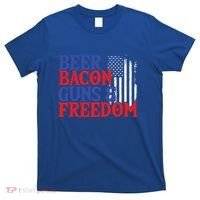 Beer Bacon Gun Freedom American Flag Usa Country Gift T-Shirt thumb 0