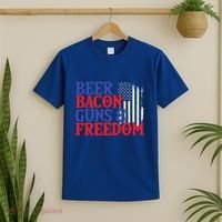 Beer Bacon Gun Freedom American Flag Usa Country Gift T-Shirt thumb 2