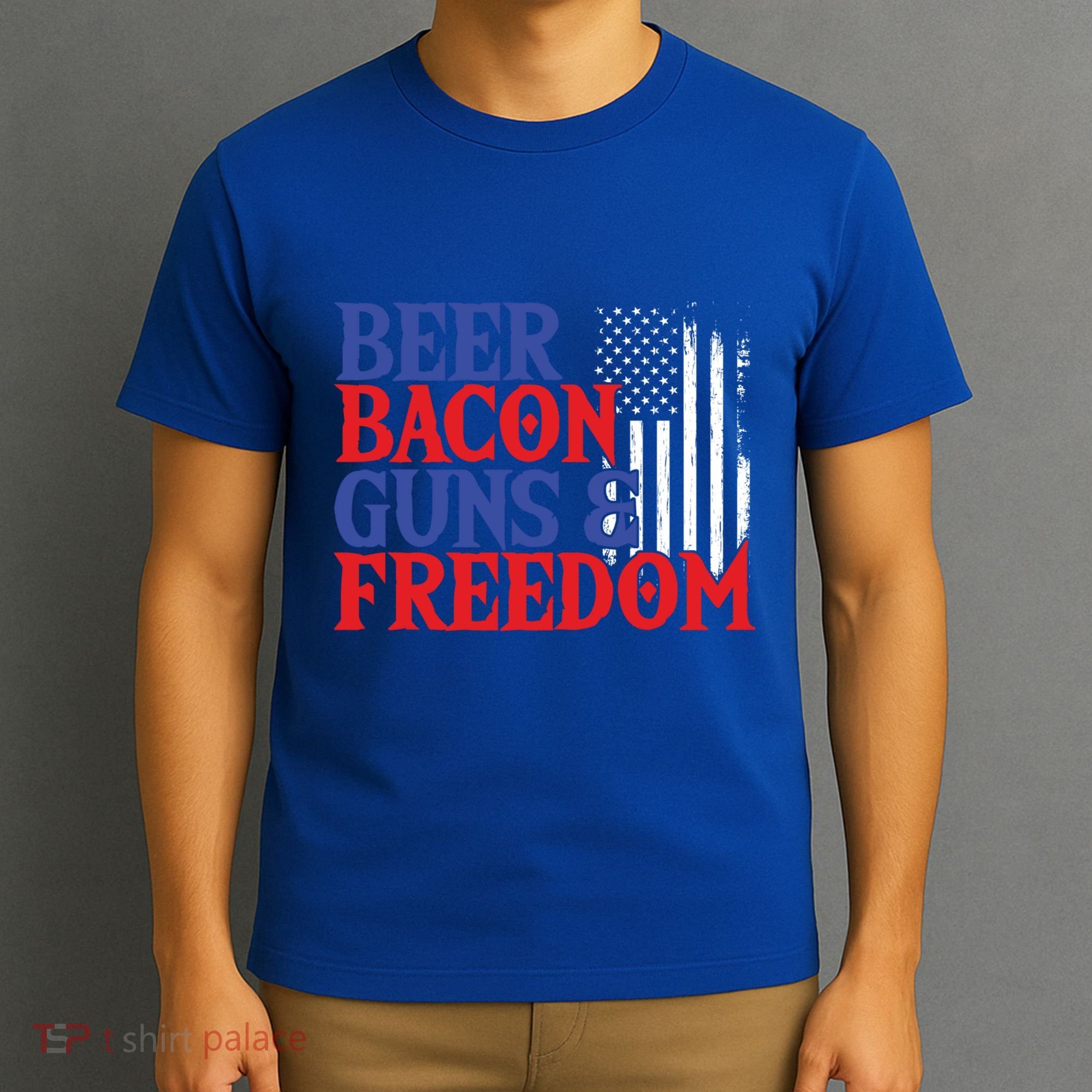 Beer Bacon Gun Freedom American Flag Usa Country Gift T-Shirt