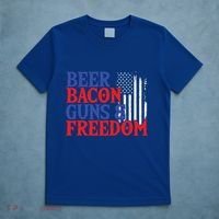 Beer Bacon Gun Freedom American Flag Usa Country Gift T-Shirt thumb 5