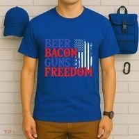 Beer Bacon Gun Freedom American Flag Usa Country Gift T-Shirt thumb 6