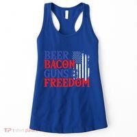 Beer Bacon Gun Freedom American Flag Usa Country Gift Women's Tank Top thumb 0