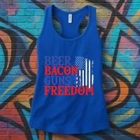 Beer Bacon Gun Freedom American Flag Usa Country Gift Women's Tank Top thumb 3