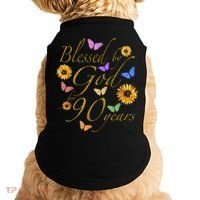 Blessed By God For 90 Year Butterfly Sunflower 90th Birthday Doggie Tank thumb 0