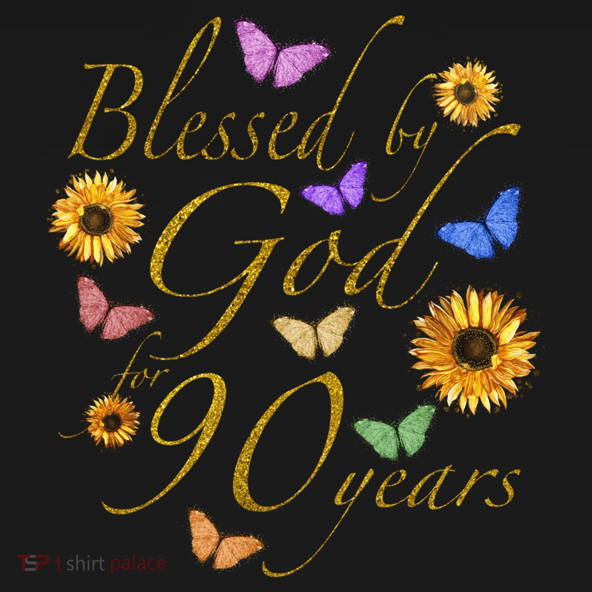 Blessed By God For 90 Year Butterfly Sunflower 90th Birthday Mousepad