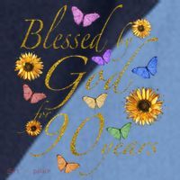 Blessed By God For 90 Year Butterfly Sunflower 90th Birthday Raglan Baseball Sleeve Shirt thumb 2
