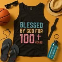 Blessed By God For 100 Years Old Religious Tank Top thumb 4
