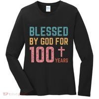 Blessed By God For 100 Years Old Religious Women's Long Sleeve Shirt thumb 0