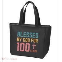 Blessed By God For 100 Years Old Religious Tote Bag thumb 3