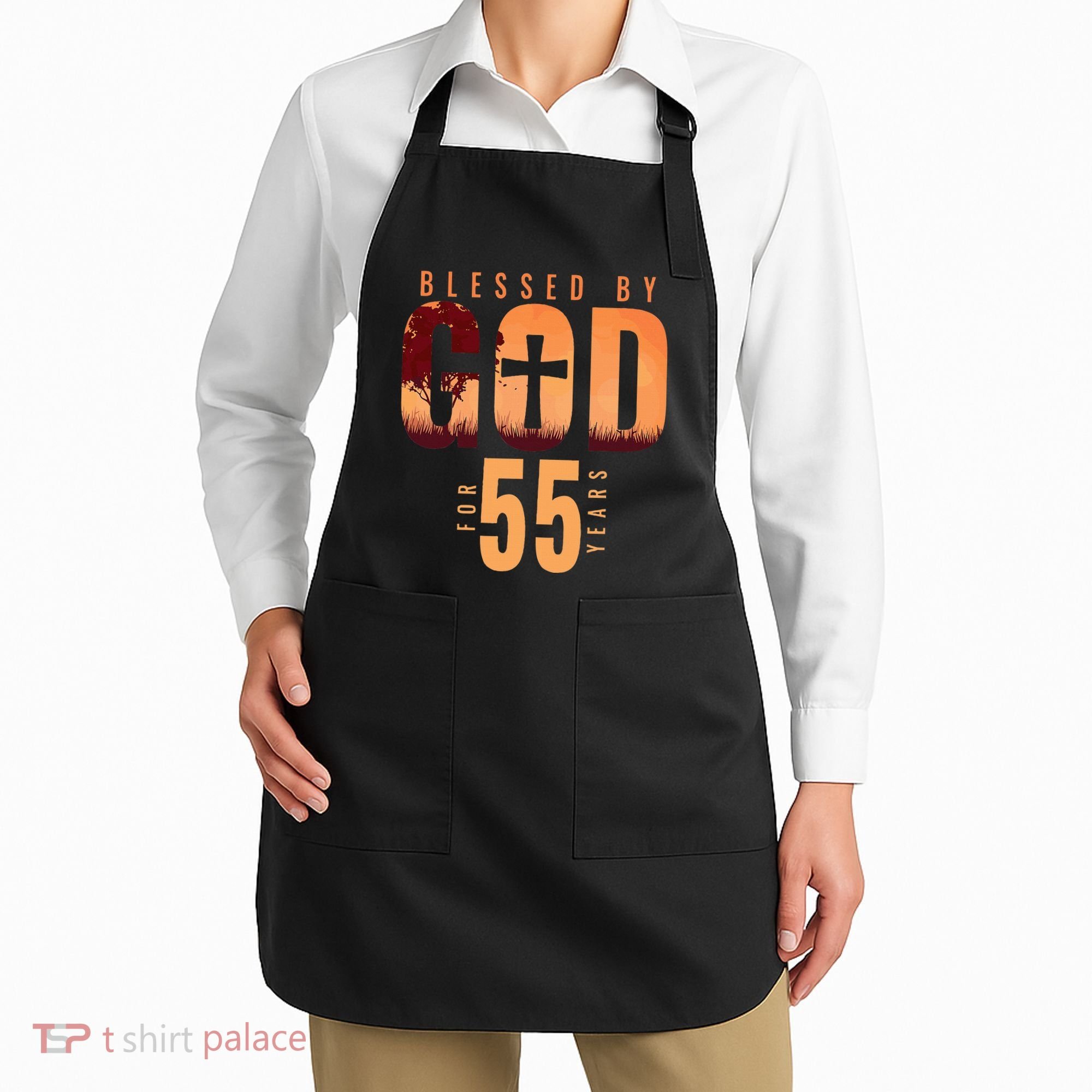 Blessed By God For 55 Years 55th Birthday Religious Theme Apron