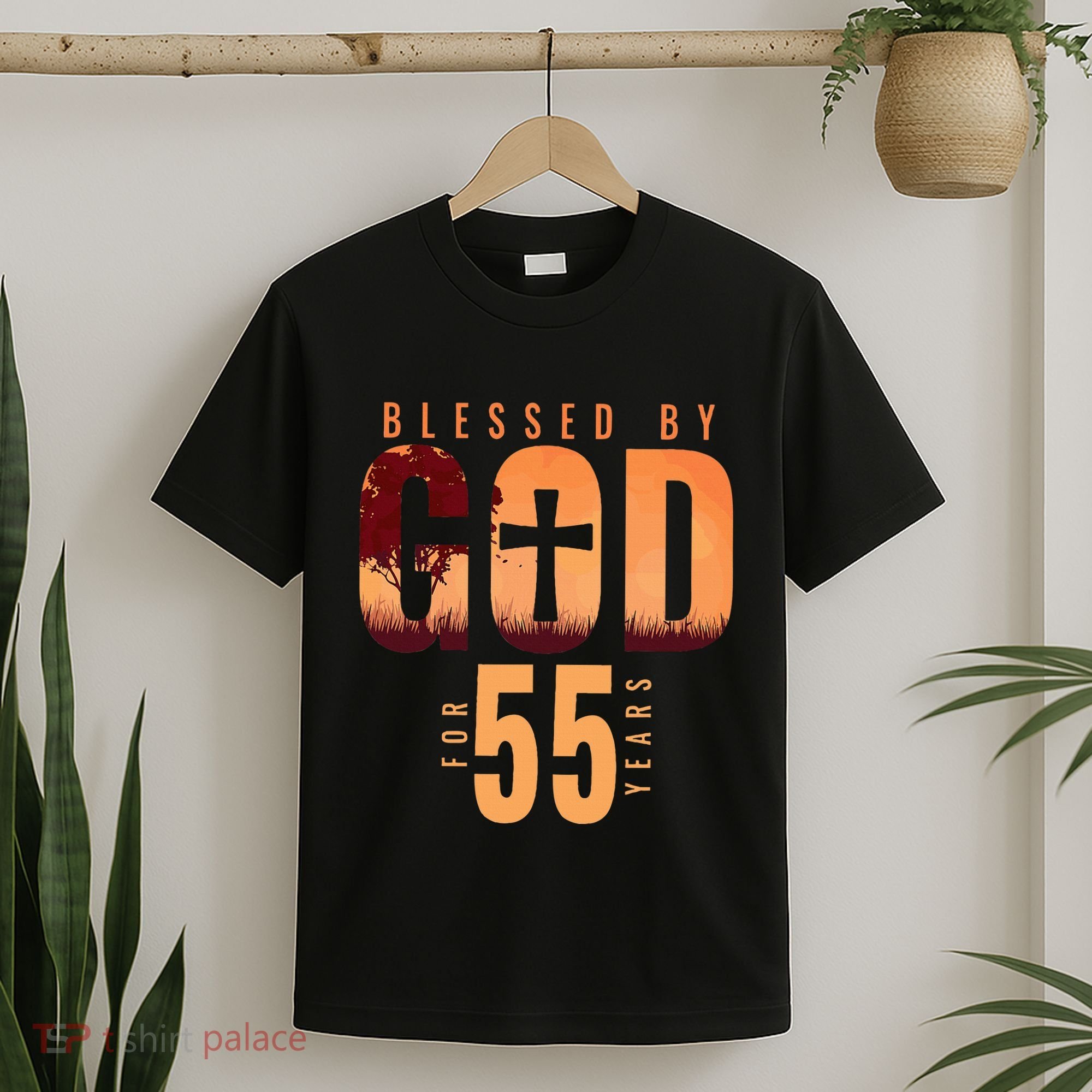 Blessed By God For 55 Years 55th Birthday Religious Theme T-Shirt