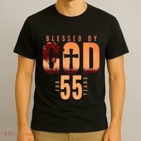 Blessed By God For 55 Years 55th Birthday Religious Theme T-Shirt thumb 3