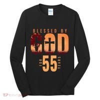 Blessed By God For 55 Years 55th Birthday Religious Theme Tall Long Sleeve Shirt thumb 0