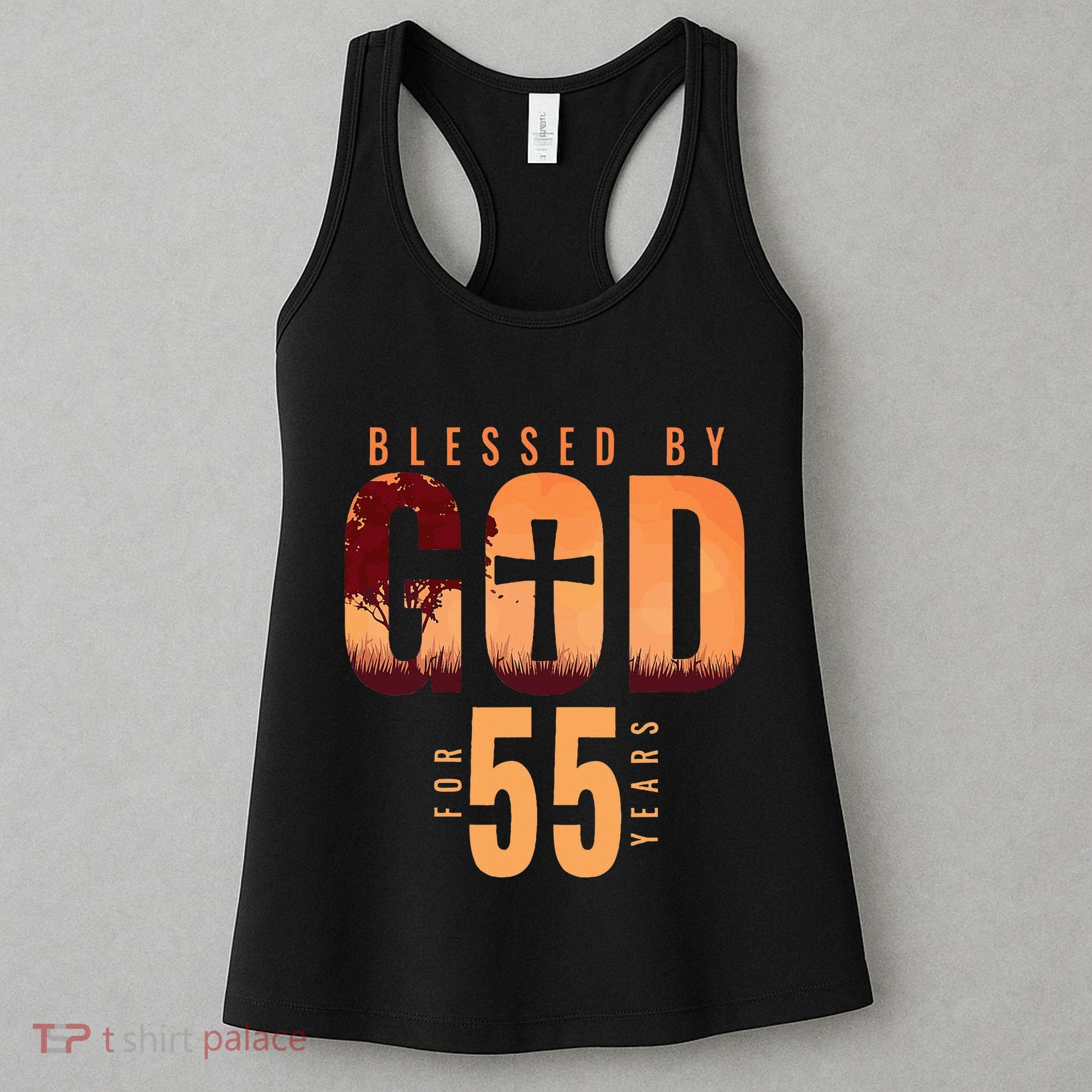 Blessed By God For 55 Years 55th Birthday Religious Theme Women's Tank Top