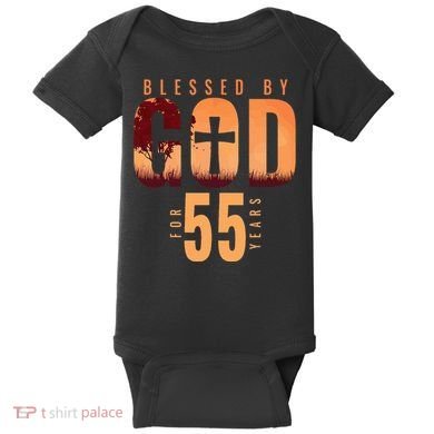 Blessed By God For 55 Years 55th Birthday Religious Theme Baby Bodysuit