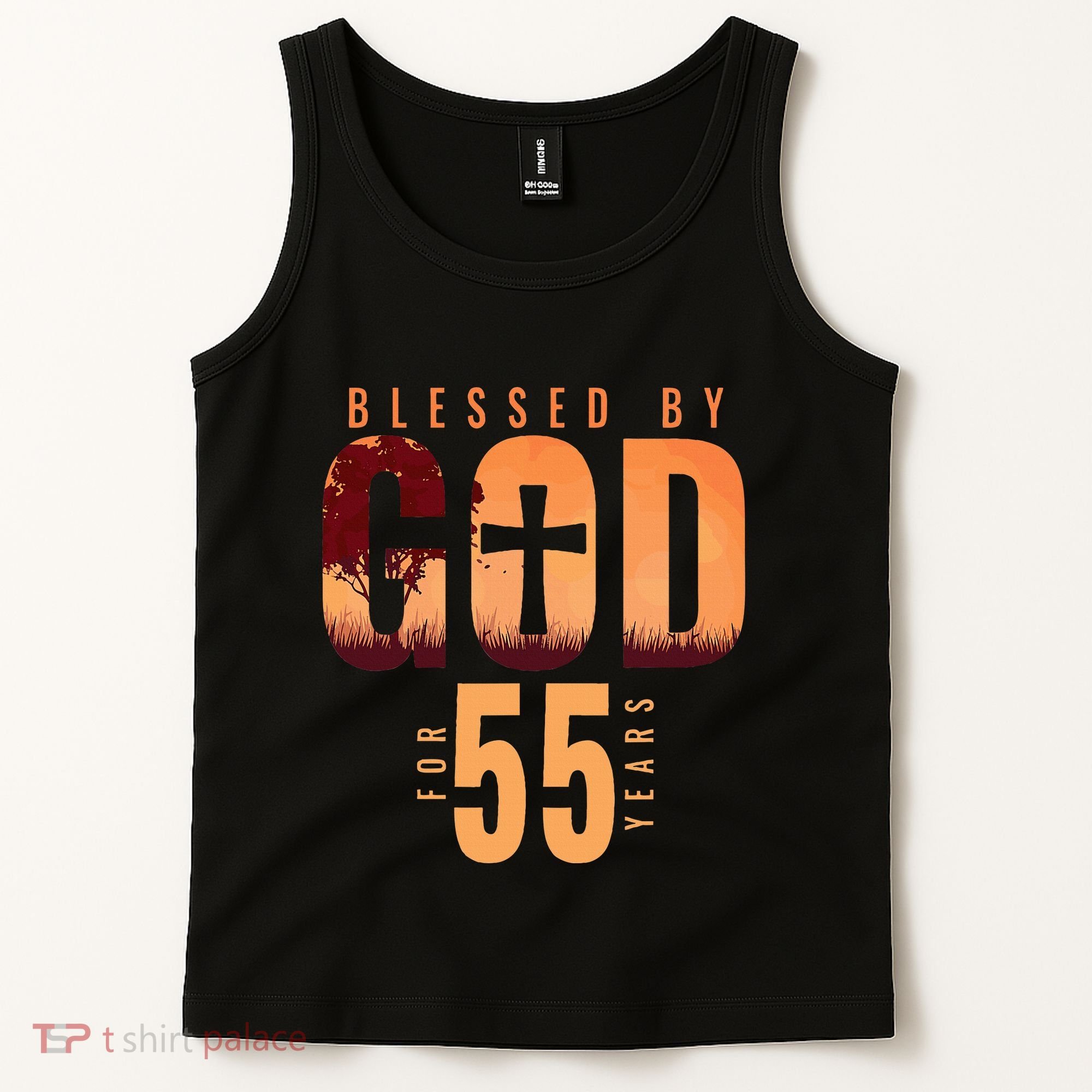 Blessed By God For 55 Years 55th Birthday Religious Theme Tank Top