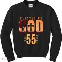 Blessed By God For 55 Years 55th Birthday Religious Theme Kids Sweatshirt thumb 0