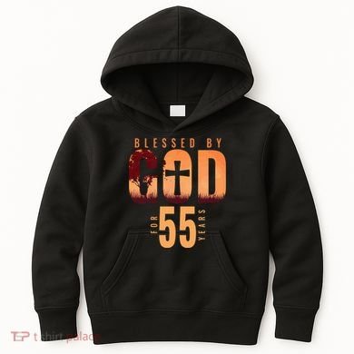 Blessed By God For 55 Years 55th Birthday Religious Theme Kids Hoodie