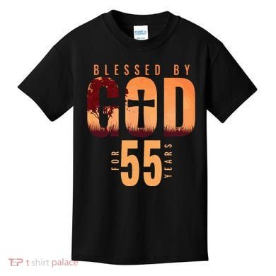 Blessed By God For 55 Years 55th Birthday Religious Theme Kids T-Shirt