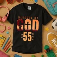 Blessed By God For 55 Years 55th Birthday Religious Theme Kids T-Shirt thumb 3