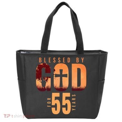 Blessed By God For 55 Years 55th Birthday Religious Theme Tote Bag