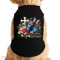 Blessed By God Loved By Jesus Happy Easter Day Butterfly Doggie Tank thumb 0