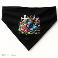 Blessed By God Loved By Jesus Happy Easter Day Butterfly USA-Made Doggie Bandana thumb 0