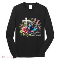 Blessed By God Loved By Jesus Happy Easter Day Butterfly Long Sleeve Shirt thumb 0