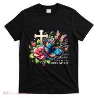 Blessed By God Loved By Jesus Happy Easter Day Butterfly T-Shirt thumb 0