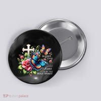 Blessed By God Loved By Jesus Happy Easter Day Butterfly Button thumb 0