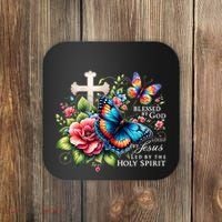 Blessed By God Loved By Jesus Happy Easter Day Butterfly Coaster thumb 0