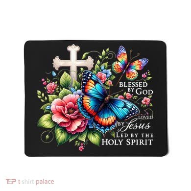 Blessed By God Loved By Jesus Happy Easter Day Butterfly Mousepad