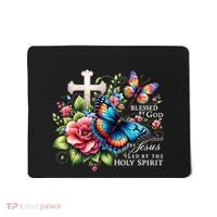 Blessed By God Loved By Jesus Happy Easter Day Butterfly Mousepad thumb 0