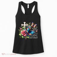 Blessed By God Loved By Jesus Happy Easter Day Butterfly Women's Tank Top thumb 0