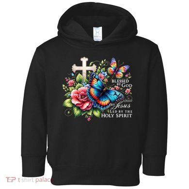 Blessed By God Loved By Jesus Happy Easter Day Butterfly Toddler Hoodie