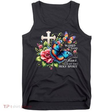 Blessed By God Loved By Jesus Happy Easter Day Butterfly Tank Top