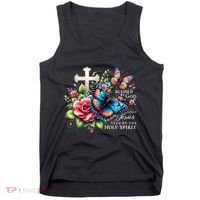 Blessed By God Loved By Jesus Happy Easter Day Butterfly Tank Top thumb 0