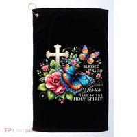 Blessed By God Loved By Jesus Happy Easter Day Butterfly Golf Towel thumb 0