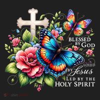 Blessed By God Loved By Jesus Happy Easter Day Butterfly Golf Towel thumb 3