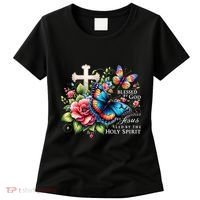 Blessed By God Loved By Jesus Happy Easter Day Butterfly Women's T-Shirt thumb 0
