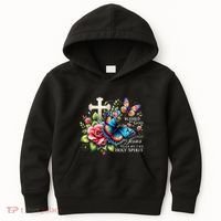 Blessed By God Loved By Jesus Happy Easter Day Butterfly Kids Hoodie thumb 0