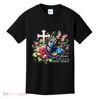 Blessed By God Loved By Jesus Happy Easter Day Butterfly Kids T-Shirt thumb 0