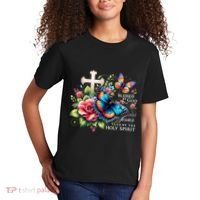 Blessed By God Loved By Jesus Happy Easter Day Butterfly Kids T-Shirt thumb 2