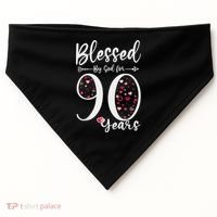 Blessed by God For 90 Years Old 90th Birthday Gift For WoM.e.n USA-Made Doggie Bandana thumb 0